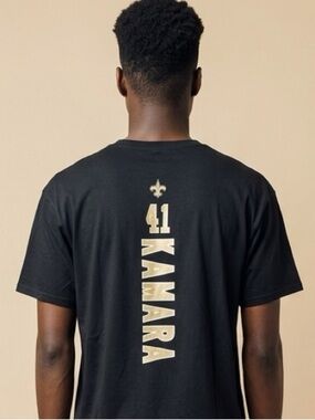 MWOT Fanatics Unisex Black Gold Graphic T-Shirt NFL New Orleans Saints Karama 2X